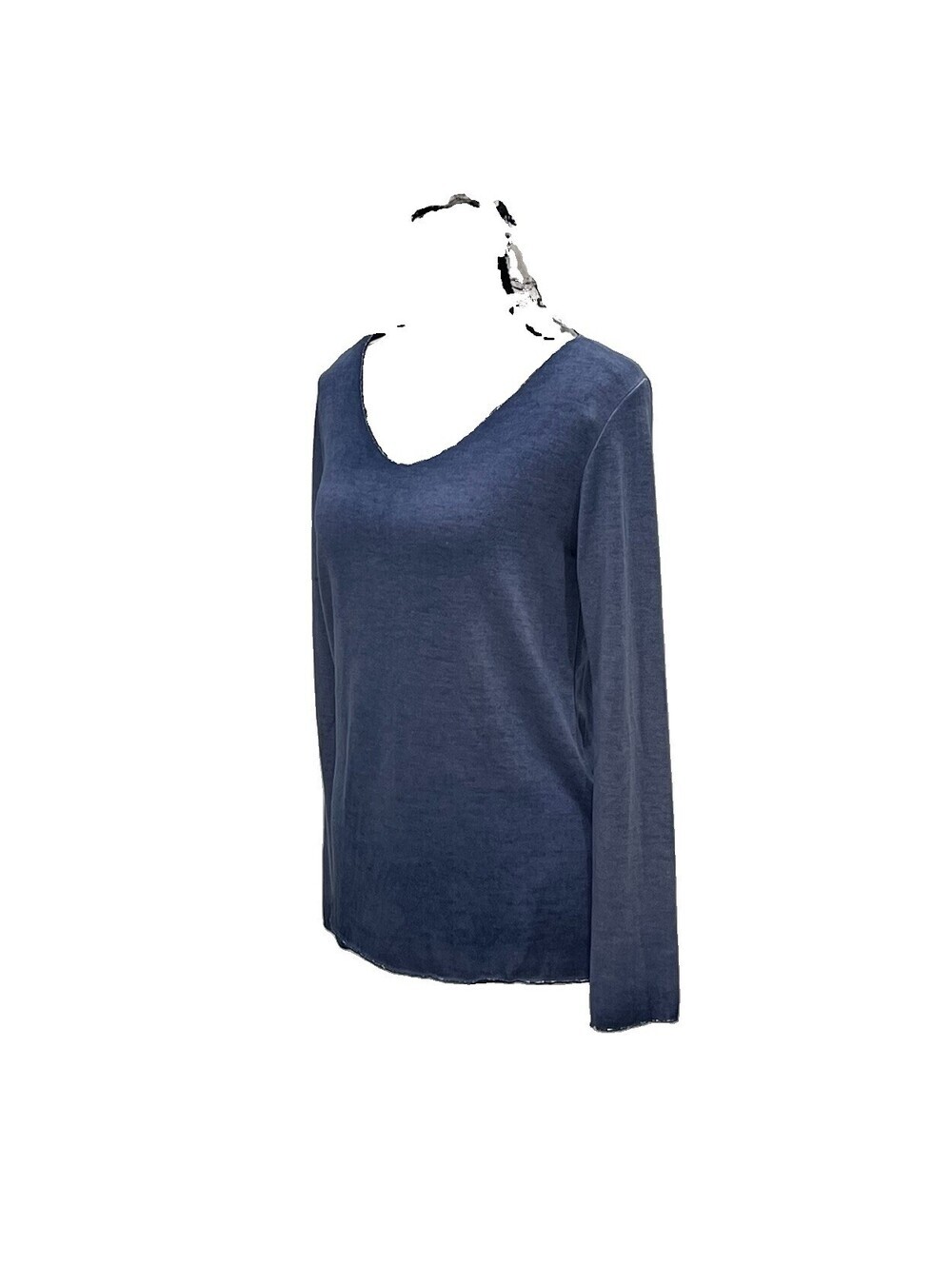 Made in Italy Blue Knit Long Sleeve Top Small Coastal Beachy Preppy Lightweight - Picture 3 of 9